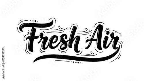 Vibrant calligraphic illustration 'Fresh Air' evoking natural purity and invigorating energy