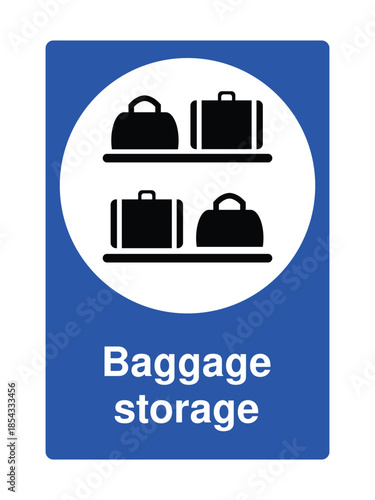 Baggage Storage Icon with Stylized Luggage Symbol for Public Facilities with Explanation – High Quality Vectorial Stock Image