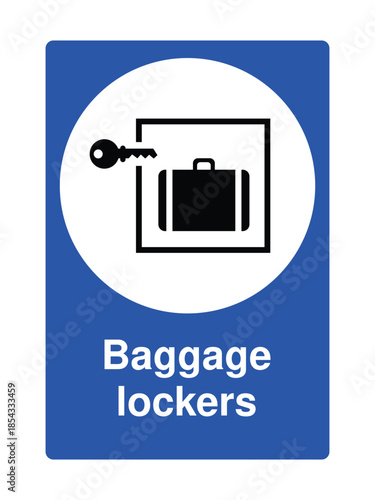 Baggage Lockers Icon with Stylized Luggage and Secure Storage Symbol with Explanation – High Quality Vectorial Stock Image