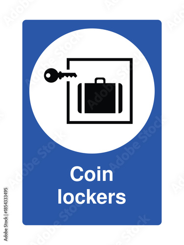 Coin Lockers Icon with Stylized Secure Storage Symbol for Public Facilities with Explanation – High Quality Vectorial Stock Image