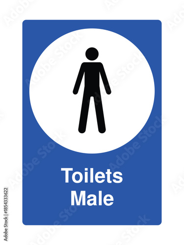 Male Toilet Icon with Stylized Figure for Public Restroom Signage with Explanation – High Quality Vectorial Stock Image