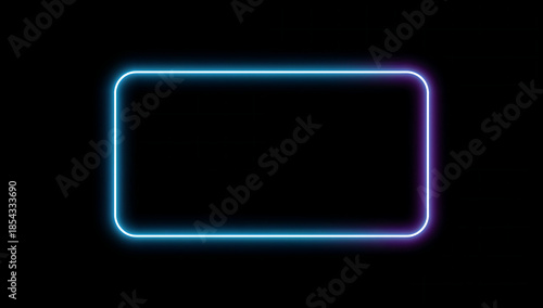 Neon Border Frame on Black Background - Blue and Purple Glow Effect