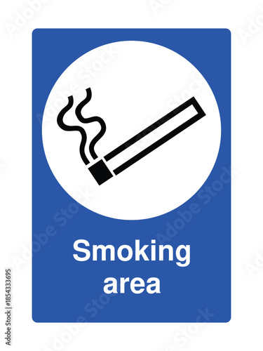 Smoking Area Icon with Stylized Cigarette Symbol for Public Facilities with Explanation – High Quality Vectorial Stock Image
