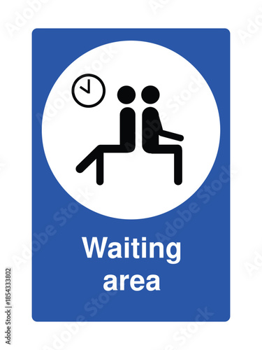 Waiting Area Icon with Stylized Seating Symbol for Public Facilities with Explanation – High Quality Vectorial Stock Image