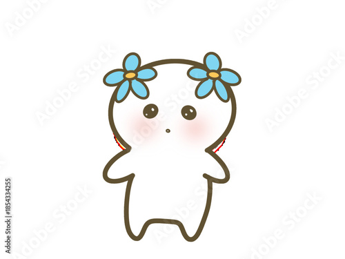 Cute Flower Fairy Character, Kawaii Floral Illustration