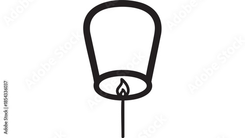 Simple black line drawing of a candle in a holder on a white background