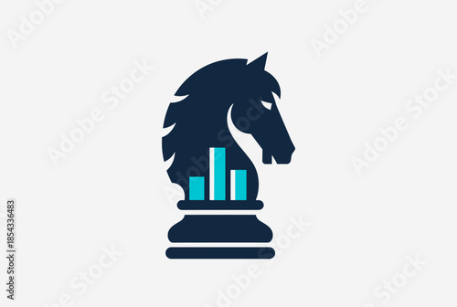 Financial Data Strategy Icon Chess Knight with Bar Graph Design