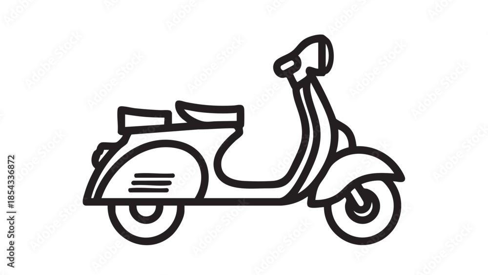 Obraz premium Vintage scooter parked on a clean white background viewed from the side