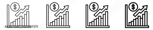 Bar Chart  Icon Set Different Style Collection
