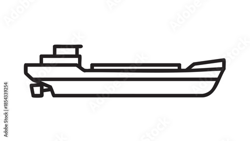 Simple Line Illustration of a Ferry Boat on a Plain Background