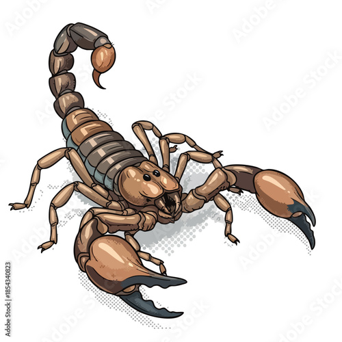 Illustrative Scorpion Vector Art - Fierce Arachnid with Sting and Claws.
