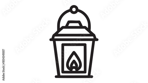 A simple black lantern illustration on a white background