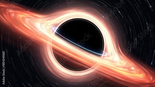 A stunning visual of a black hole with light bending around its gravitational pull.