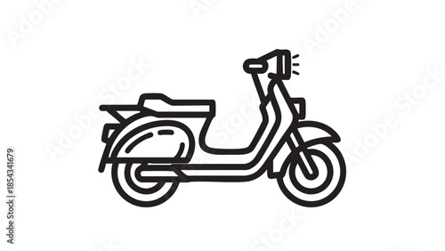Simple line illustration of a scooter viewed from the side