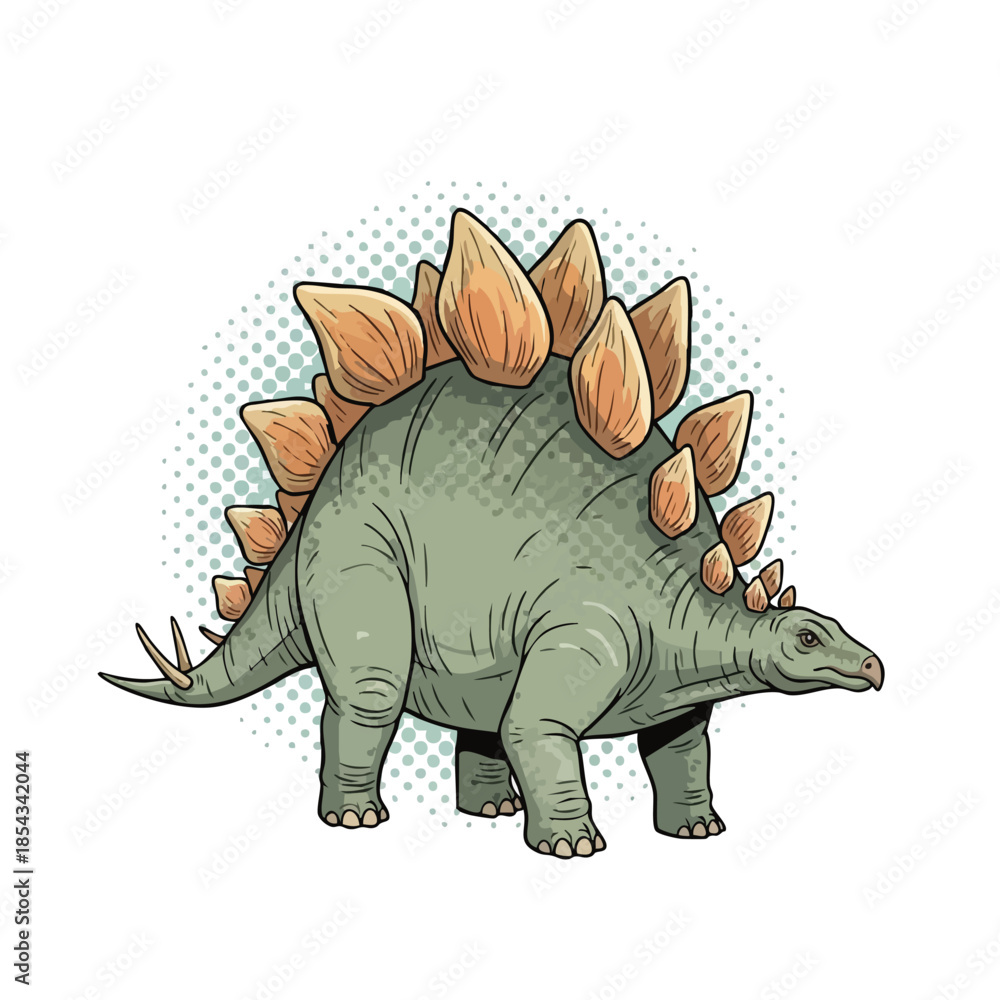 Fototapeta premium Vibrant Stegosaurus Illustration for Educational and Entertainment Projects.
