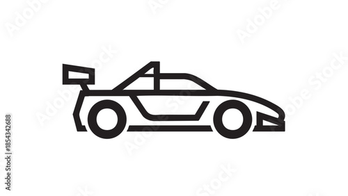 A sleek illustration of a racing car viewed from the side, showcasing its aerodynamic design