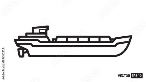 Simple line illustration of a boat on a white background