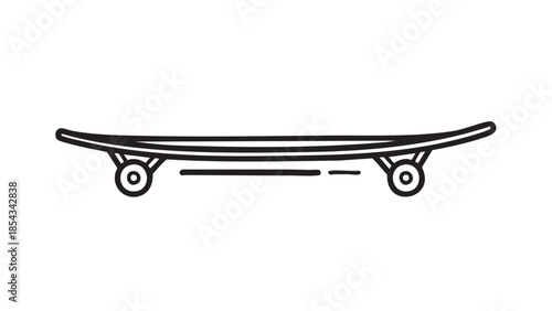 Illustration of a skateboard viewed from the side on a white background