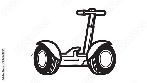 A sleek illustration of a Segway on a plain white background viewed from the side