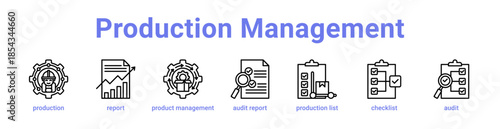 Production Management Icon Banner and Collection