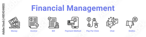Financial Management Icon Banner and Collection