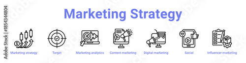 Marketing Strategy Icon Banner and Collection