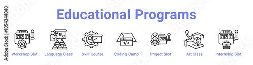 Educational Programs Icon Banner and Collection