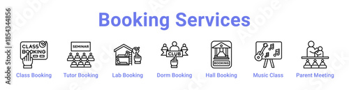 Booking Services Icon Banner and Collection