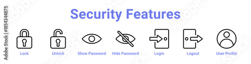 Security Features Icon Banner and Collection