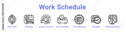 Work Schedule Icon Banner and Collection