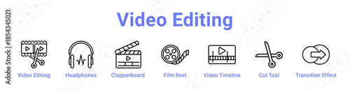 Video Editing Icon Banner and Collection