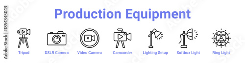 Production Equipment Icon Banner and Collection