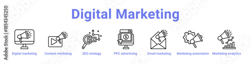 -Digital Marketing Icon Banner and Collection