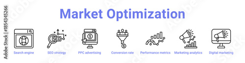 -Market Optimization Icon Banner and Collection
