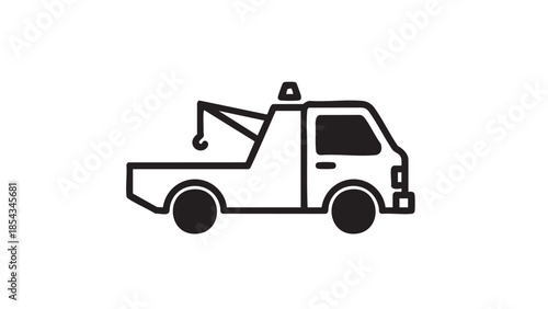 Tow truck illustration on a white background viewed from the side