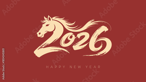 2026 Lunar New Year Horse Calligraphy Pattern Design