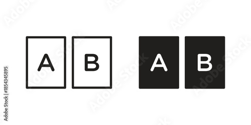 A B test icons for graphic design, logo, Web site, social media, UI, mobile app, vector illustration