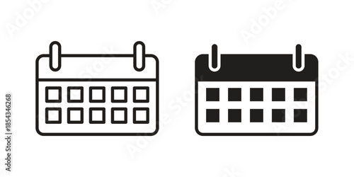 Calendar icons for graphic design, logo, Web site, social media, UI, mobile app, vector illustration
