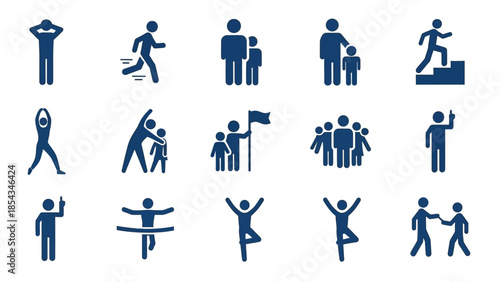 Human Activity Lifestyle Vector Icons Set for Fitness Family and Daily Motion Concepts