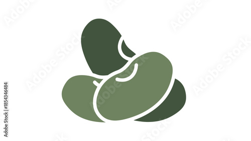 A simple graphic illustration of three green beans, depicting healthy food and natural ingredients.