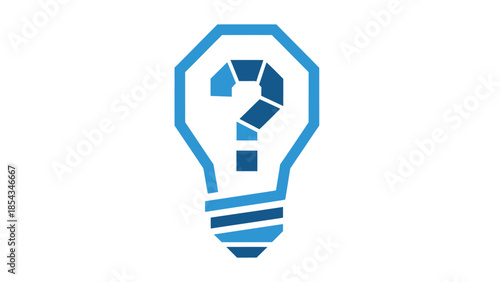 A stylized blue lightbulb icon with a geometric question mark inside, representing ideas and inquiry.