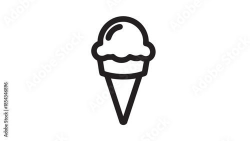 A simple line drawing of an ice cream cone on a white background from a straightforward front viewpoint.