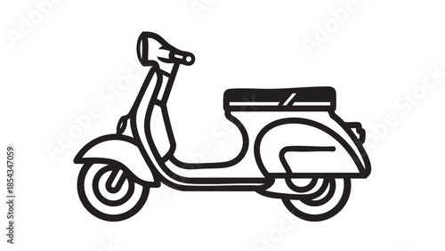 Scooter parked on a clean white background with a minimalist illustration style