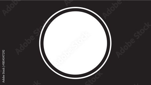 A white circular shape centered on a black background viewed from a straightforward perspective