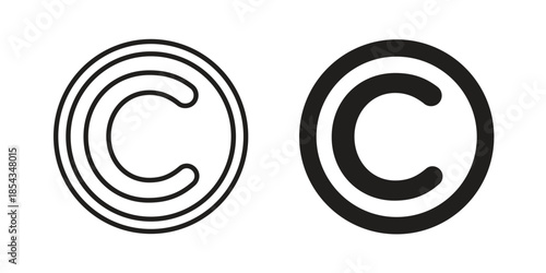 Copyright icons for graphic design, logo, Web site, social media, UI, mobile app, vector illustration