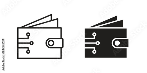 Cryptocurrency wallet icons for graphic design, logo, Web site, social media, UI, mobile app, vector illustration