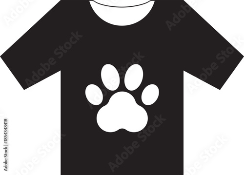 Black T-shirt with White Paw Print Graphic