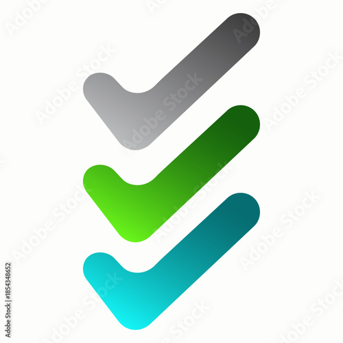 Three colorful checkmarks in a row, symbolizing progress, success, and completion