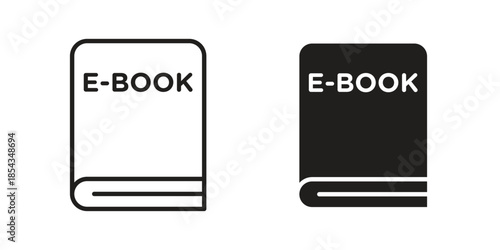 E-book icons for graphic design, logo, Web site, social media, UI, mobile app, vector illustration