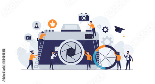 Teamwork and creativity in photography building a camera together.